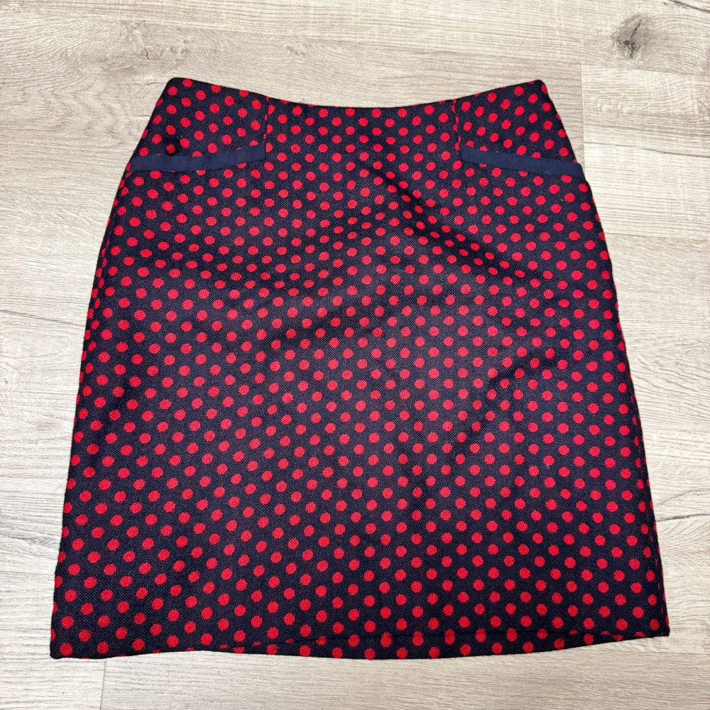 Talbots Petite Wool Blend Polkadot A-line Skirt